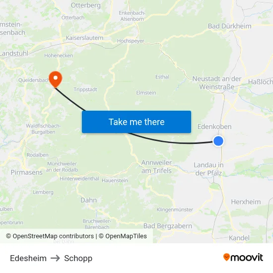 Edesheim to Schopp map