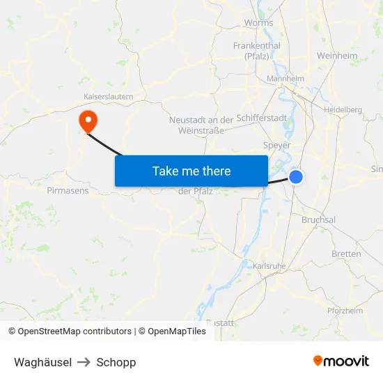Waghäusel to Schopp map