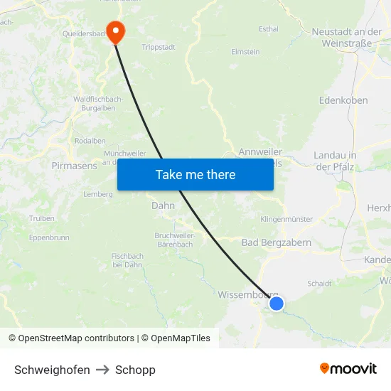 Schweighofen to Schopp map