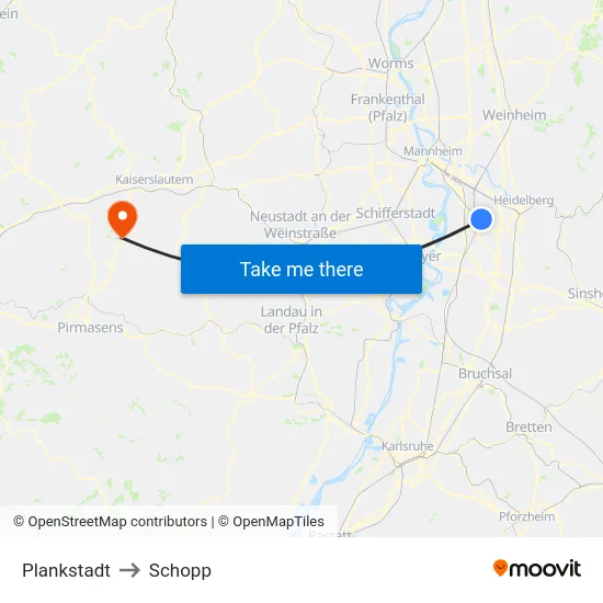 Plankstadt to Schopp map