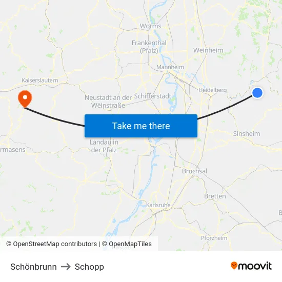 Schönbrunn to Schopp map