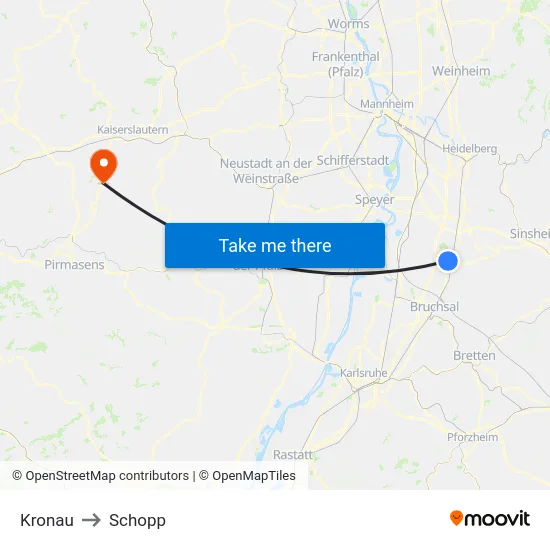 Kronau to Schopp map