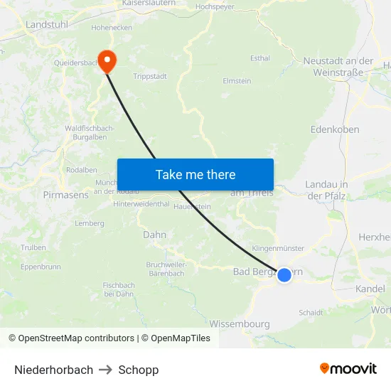Niederhorbach to Schopp map