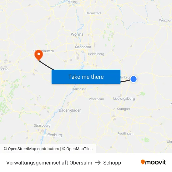 Verwaltungsgemeinschaft Obersulm to Schopp map