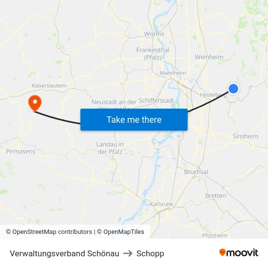 Verwaltungsverband Schönau to Schopp map