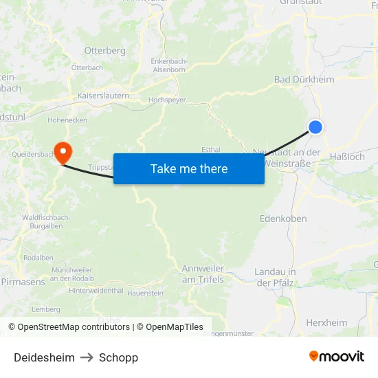 Deidesheim to Schopp map