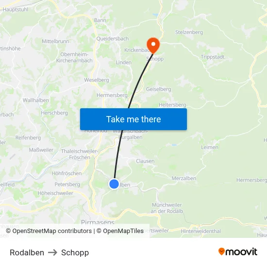 Rodalben to Schopp map
