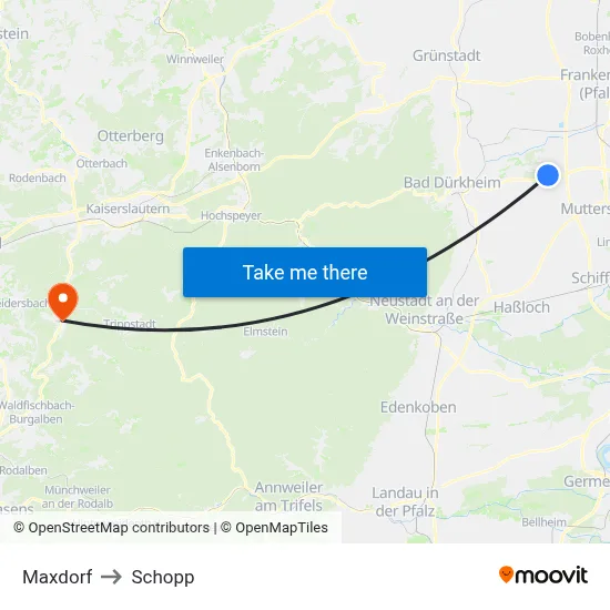 Maxdorf to Schopp map