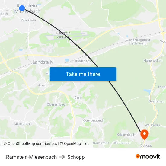 Ramstein-Miesenbach to Schopp map