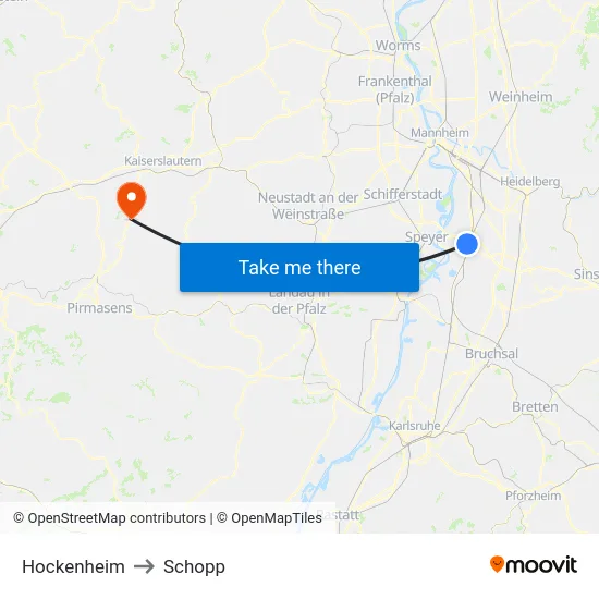 Hockenheim to Schopp map