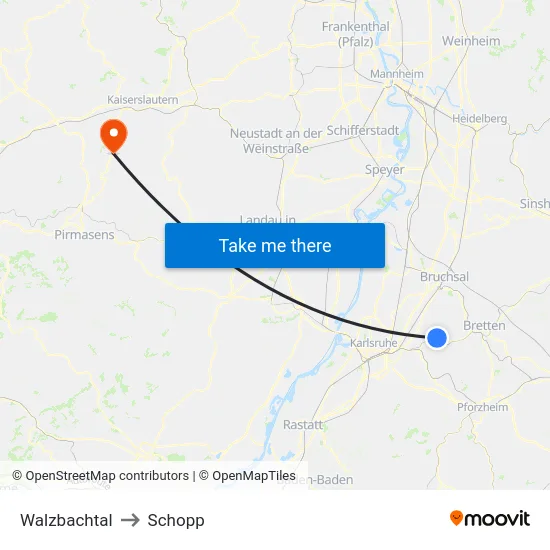 Walzbachtal to Schopp map