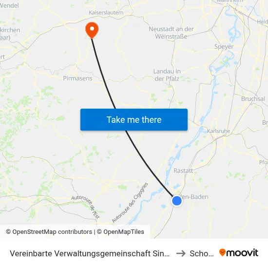Vereinbarte Verwaltungsgemeinschaft Sinzheim to Schopp map