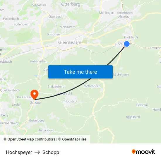 Hochspeyer to Schopp map