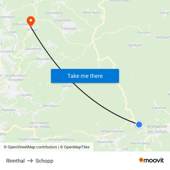 Rinnthal to Schopp map