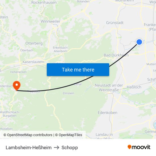 Lambsheim-Heßheim to Schopp map