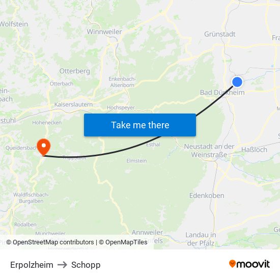 Erpolzheim to Schopp map