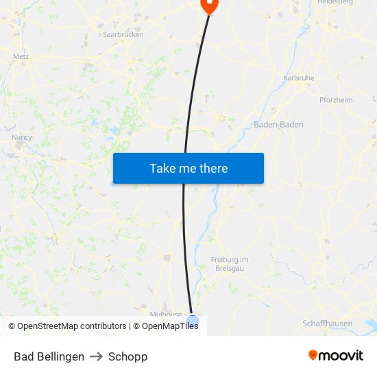 Bad Bellingen to Schopp map