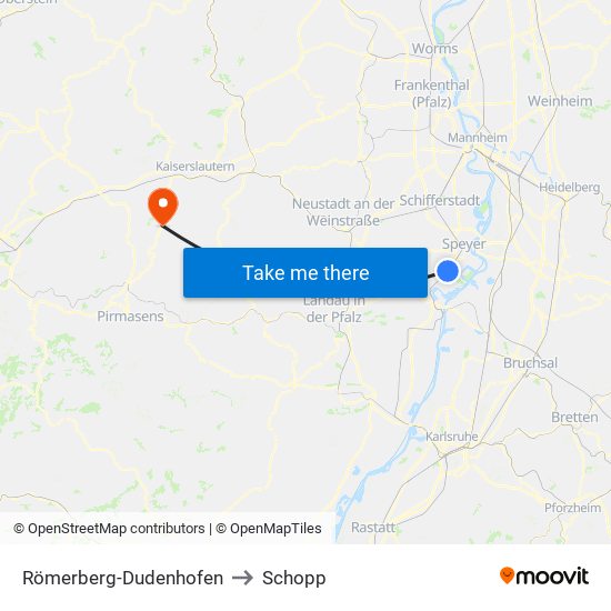 Römerberg-Dudenhofen to Schopp map