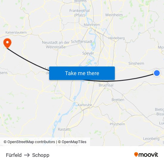 Fürfeld to Schopp map