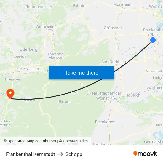 Frankenthal Kernstadt to Schopp map