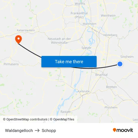 Waldangelloch to Schopp map