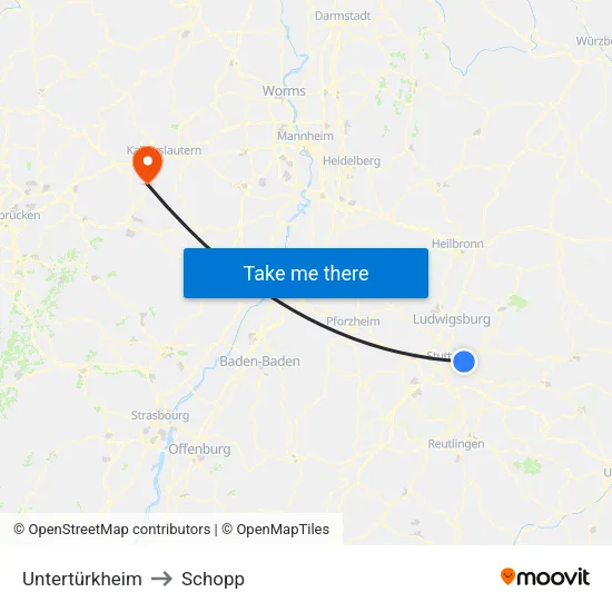 Untertürkheim to Schopp map