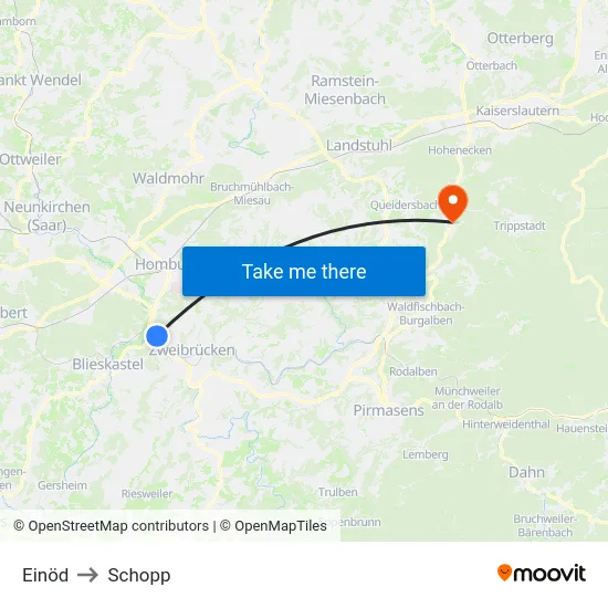 Einöd to Schopp map