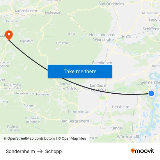 Sondernheim to Schopp map