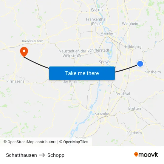 Schatthausen to Schopp map