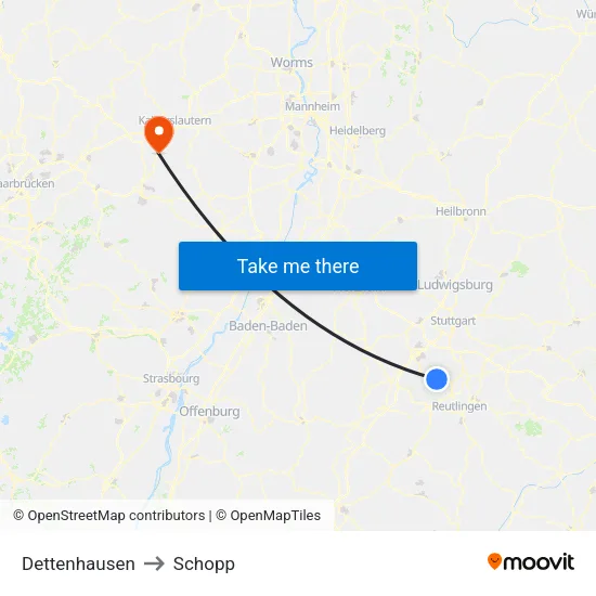 Dettenhausen to Schopp map