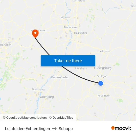Leinfelden-Echterdingen to Schopp map