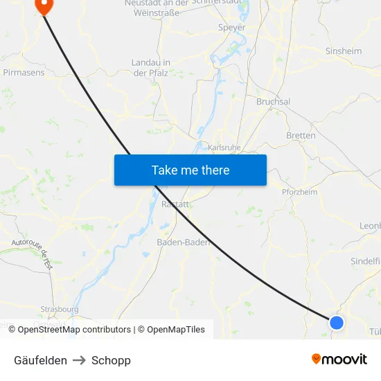 Gäufelden to Schopp map