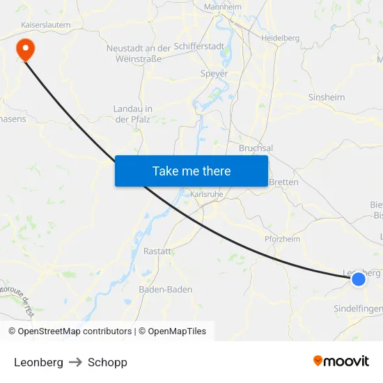 Leonberg to Schopp map