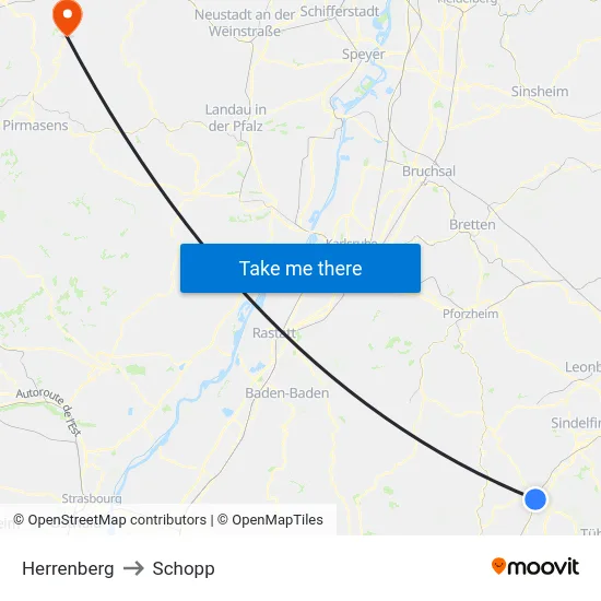 Herrenberg to Schopp map