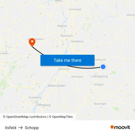 Ilsfeld to Schopp map