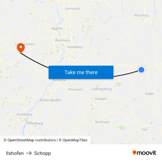Ilshofen to Schopp map