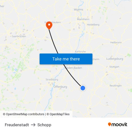 Freudenstadt to Schopp map