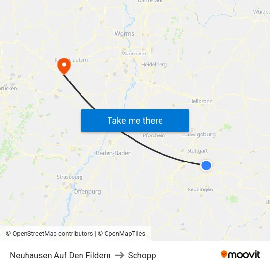 Neuhausen Auf Den Fildern to Schopp map