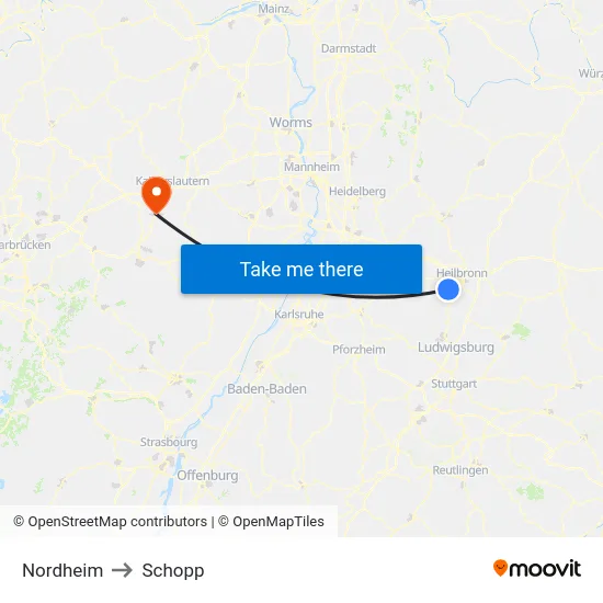 Nordheim to Schopp map