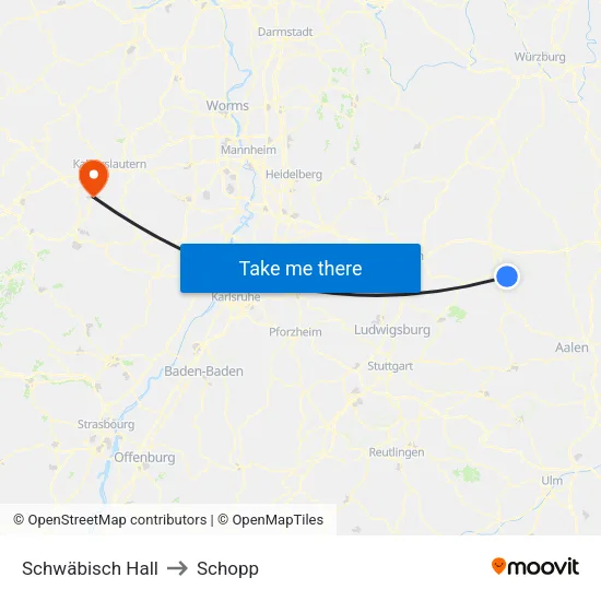 Schwäbisch Hall to Schopp map
