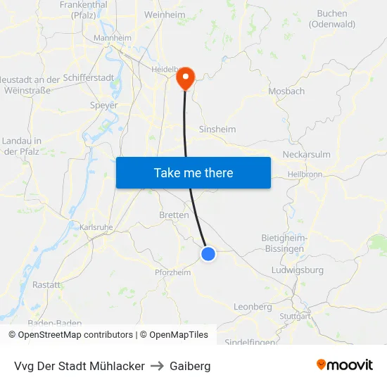 Vvg Der Stadt Mühlacker to Gaiberg map