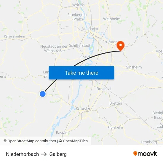 Niederhorbach to Gaiberg map