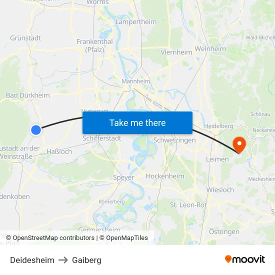 Deidesheim to Gaiberg map