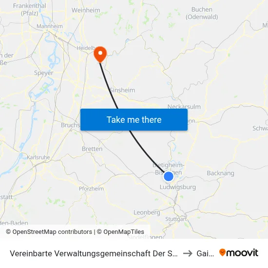 Vereinbarte Verwaltungsgemeinschaft Der Stadt Bietigheim-Bissingen to Gaiberg map