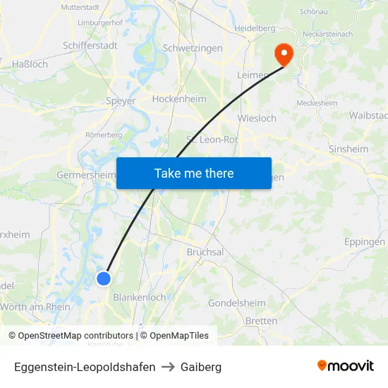 Eggenstein-Leopoldshafen to Gaiberg map
