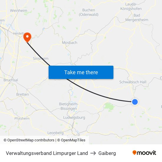 Verwaltungsverband Limpurger Land to Gaiberg map