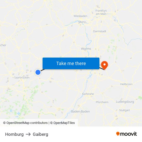 Homburg to Gaiberg map