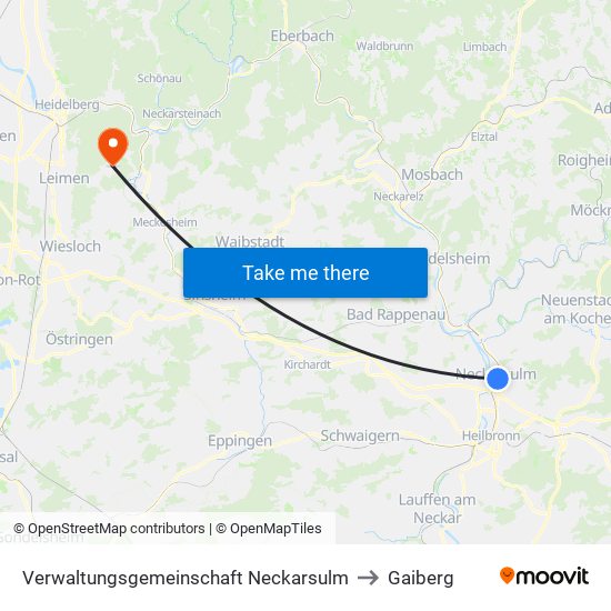 Verwaltungsgemeinschaft Neckarsulm to Gaiberg map