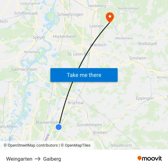 Weingarten to Gaiberg map