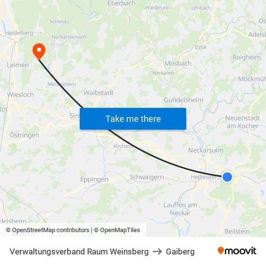 Verwaltungsverband Raum Weinsberg to Gaiberg map